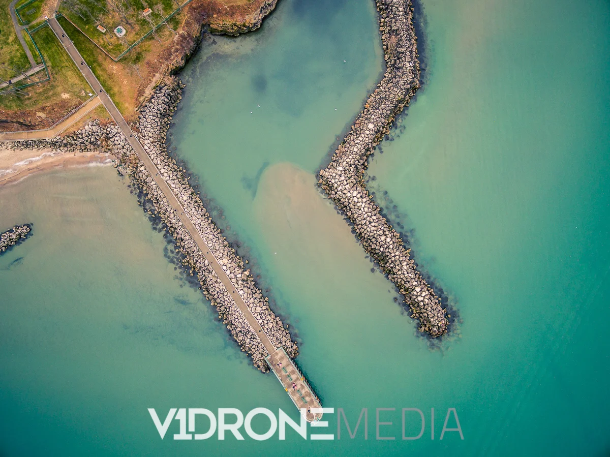 Birds Eye View of the Avon Lake Boat Launch Pier on Lake Erie