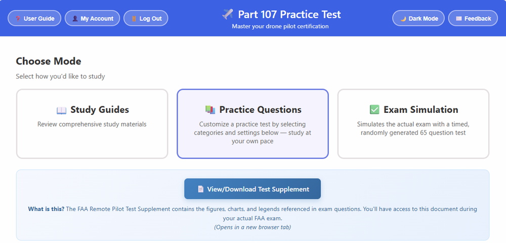 FAA Part 107 Practice Test with Study Guides &amp; Exam Simulator — V1DroneMedia