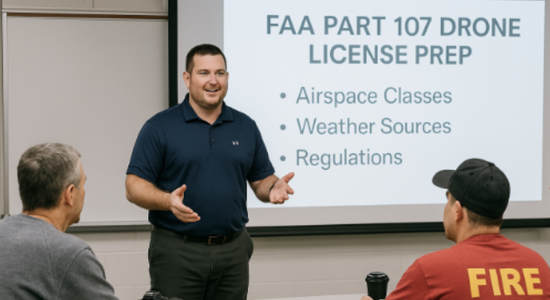 Part 107 Instructor with students in class