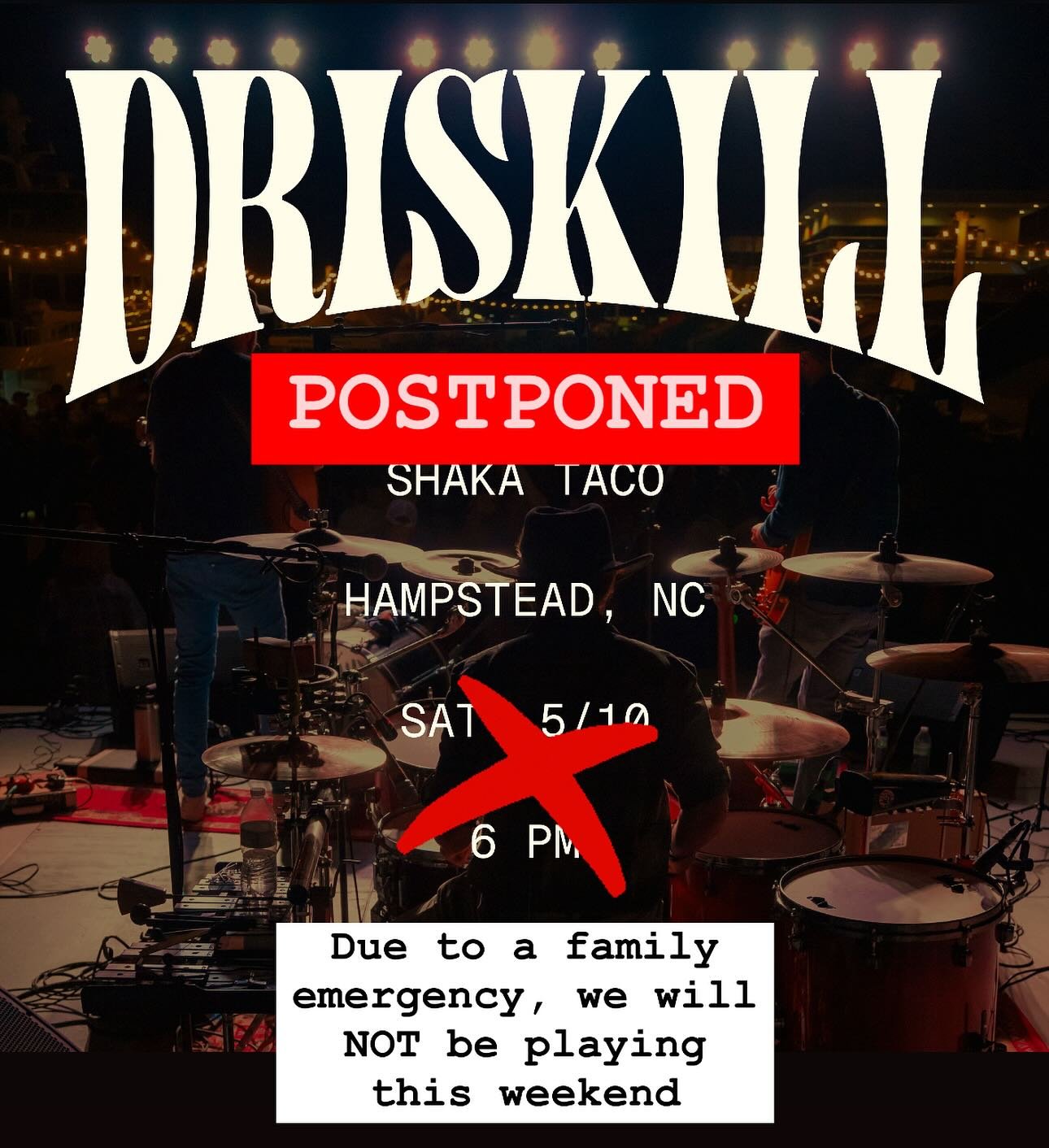 Due to a family emergency, we will not be able to play this weekend at @shakas_backyard_music_space - thank you for understanding, until next time!