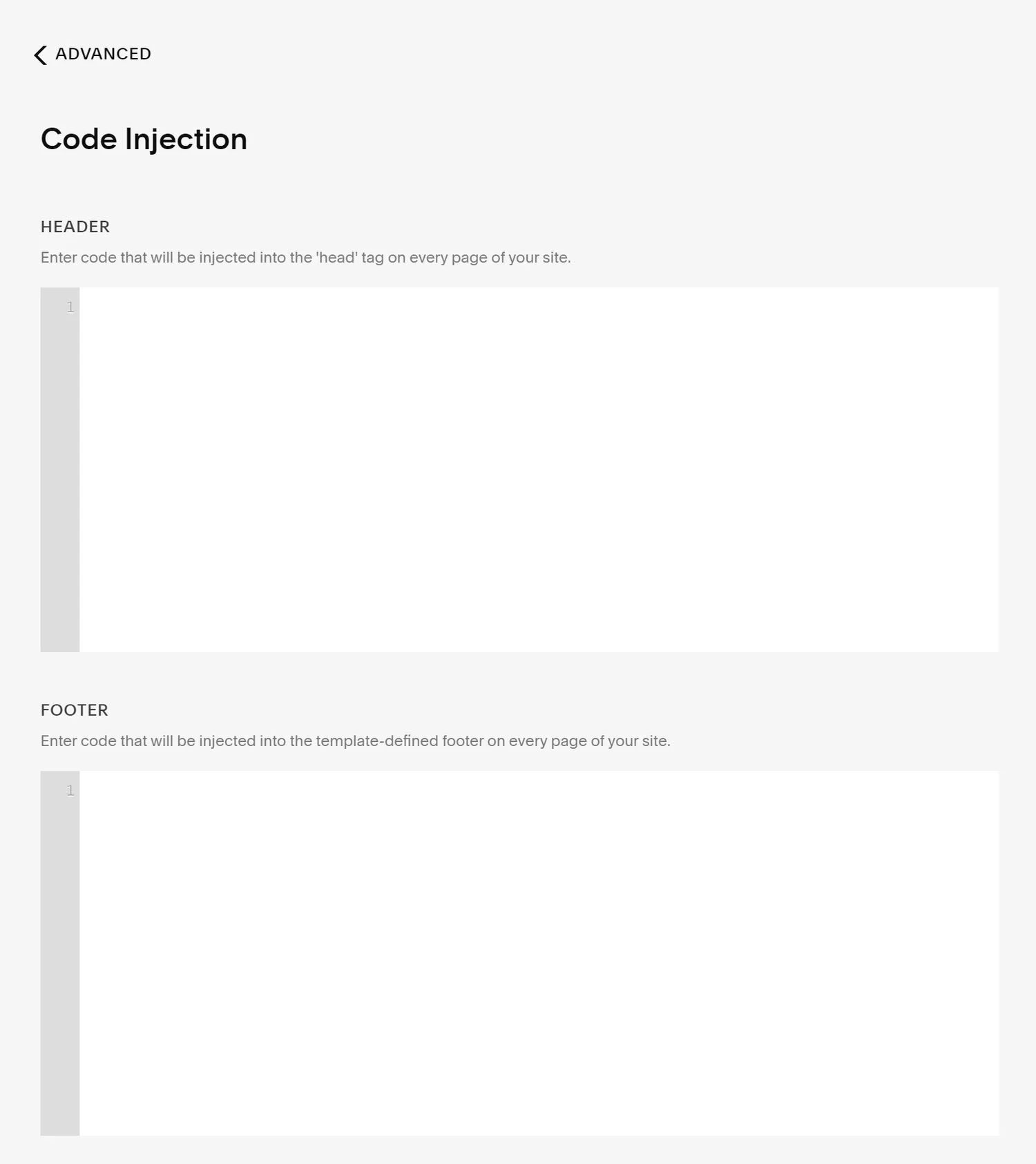 Squarespace Code Injection panel