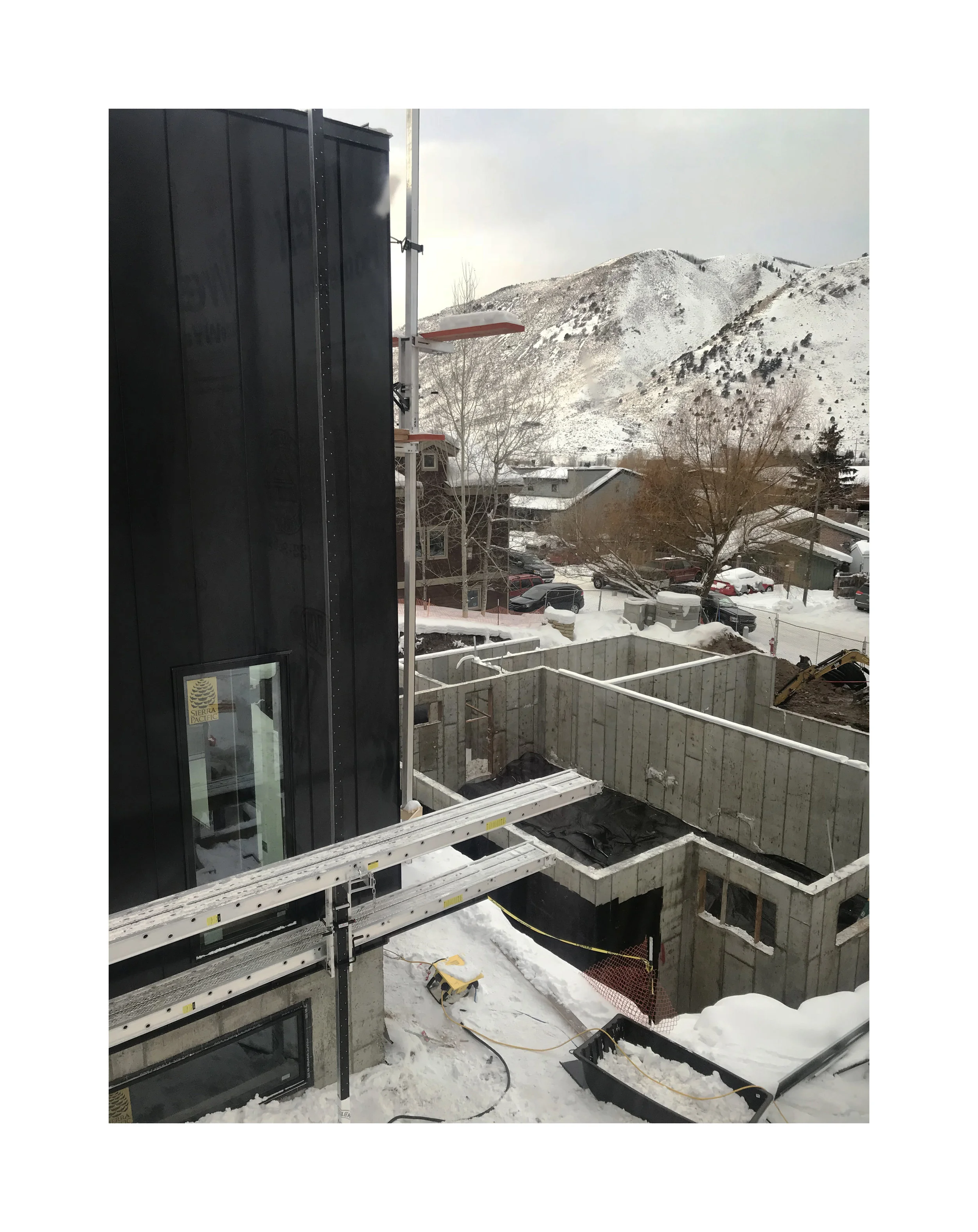  A construction progress photo looking out to Saddle Butte in the winter  photo: Mary Beth Coyne 