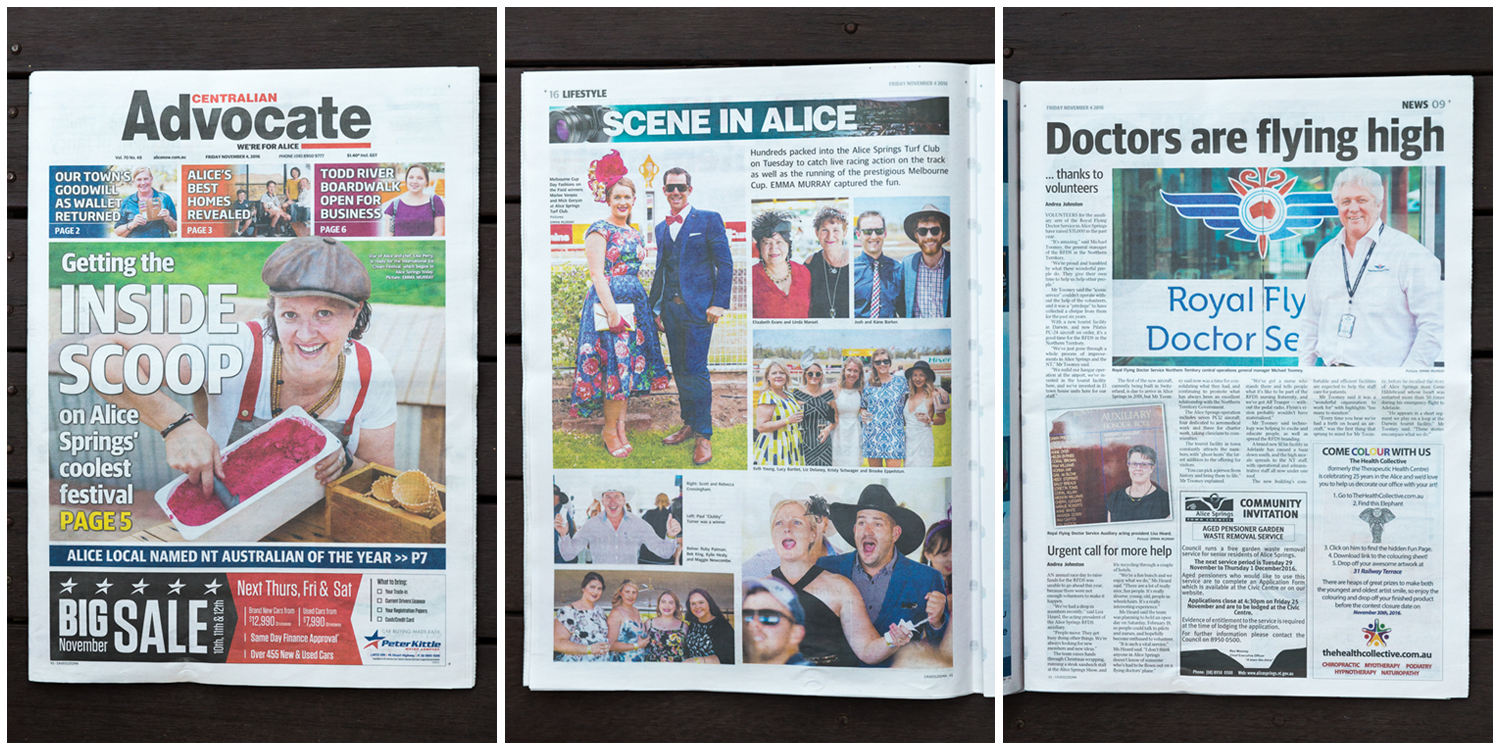 Some pages of the Centralian Advocate featuring my photos