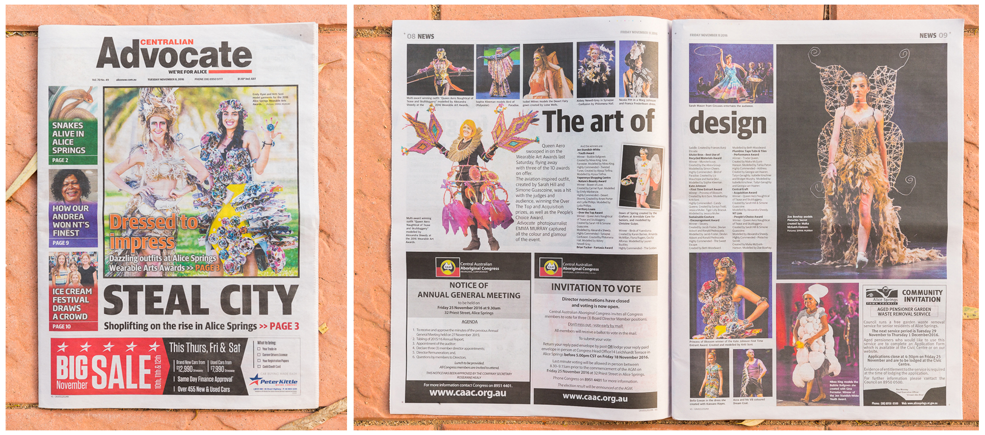 My images from the Alice Springs Wearable Art Awards published in the Centralian Advocate