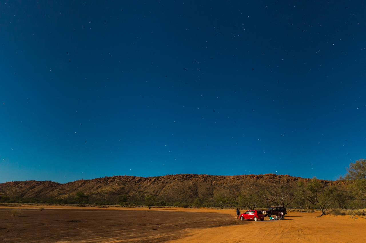 The outback landscape lit up by the supermoon