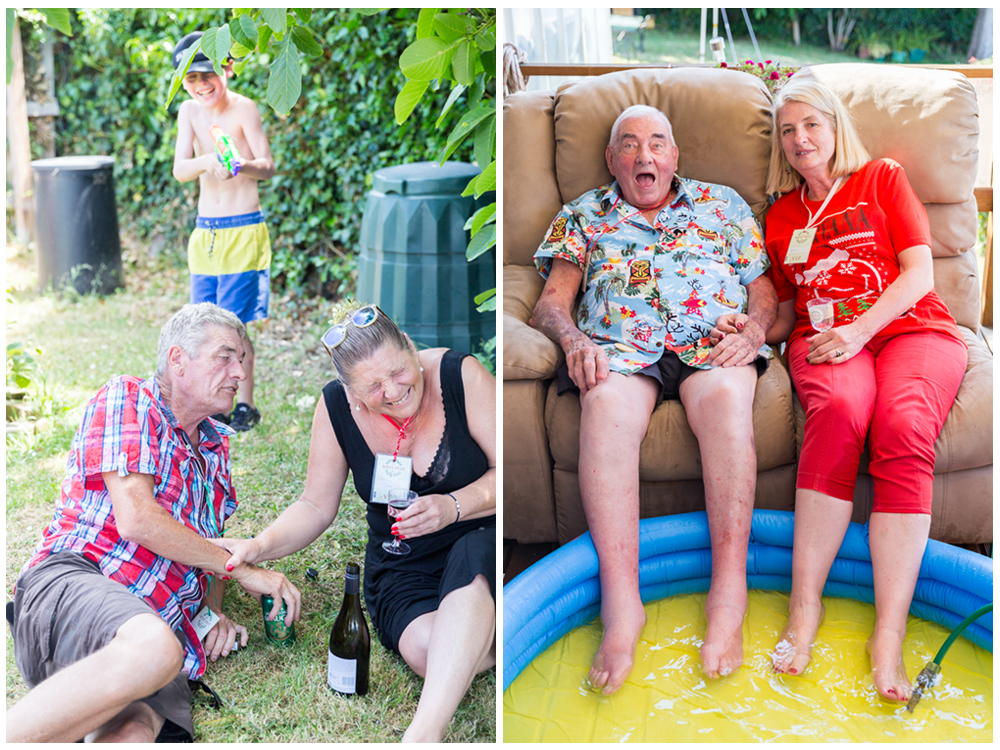 The water fight continued into the afternoon with many casualties. When the crowd dissipated we put a paddling pool on the deck so Pop could cool down. He was very surprised at the temperature when he first put his feet in!