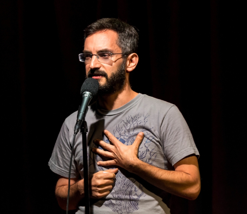 Myq Kaplan tells his story at Caveat in New York in September 2017.
