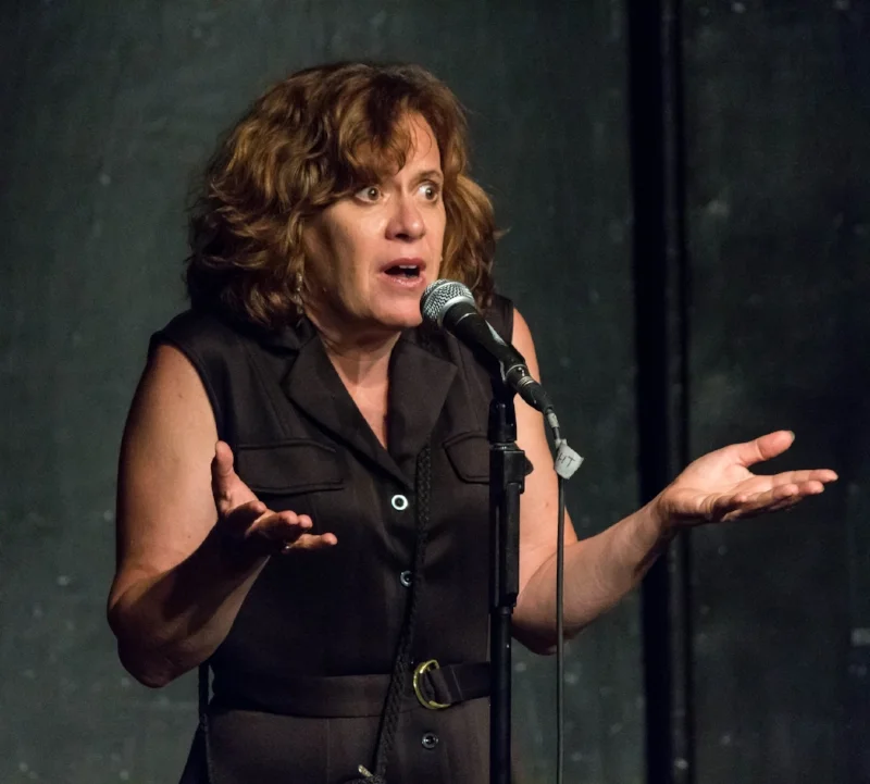 Gail Thomas shares her story at the Kraine Theater in New York in July 2017.