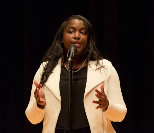 Amber Hewitt shares her story at our show with AAAS's Science and Technology Fellowship Program in October. Photo by Victoria Ruan