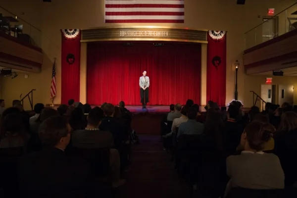 Kim Cobb shares her story at BB's Stage Door Canteen at the World War II Museum in New Orleans. Photo by Finn Turnbull.