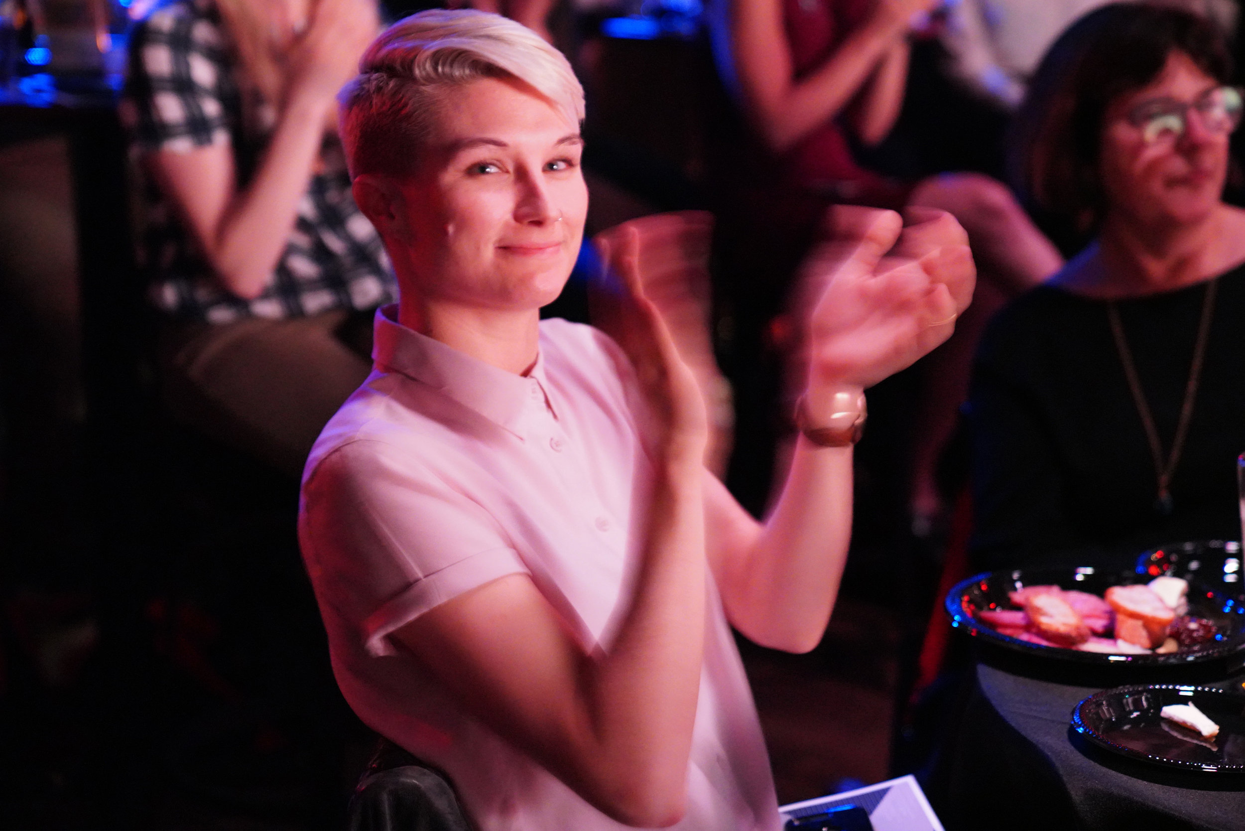  Arielle’s wife, Meredith, applauds her spouse! 