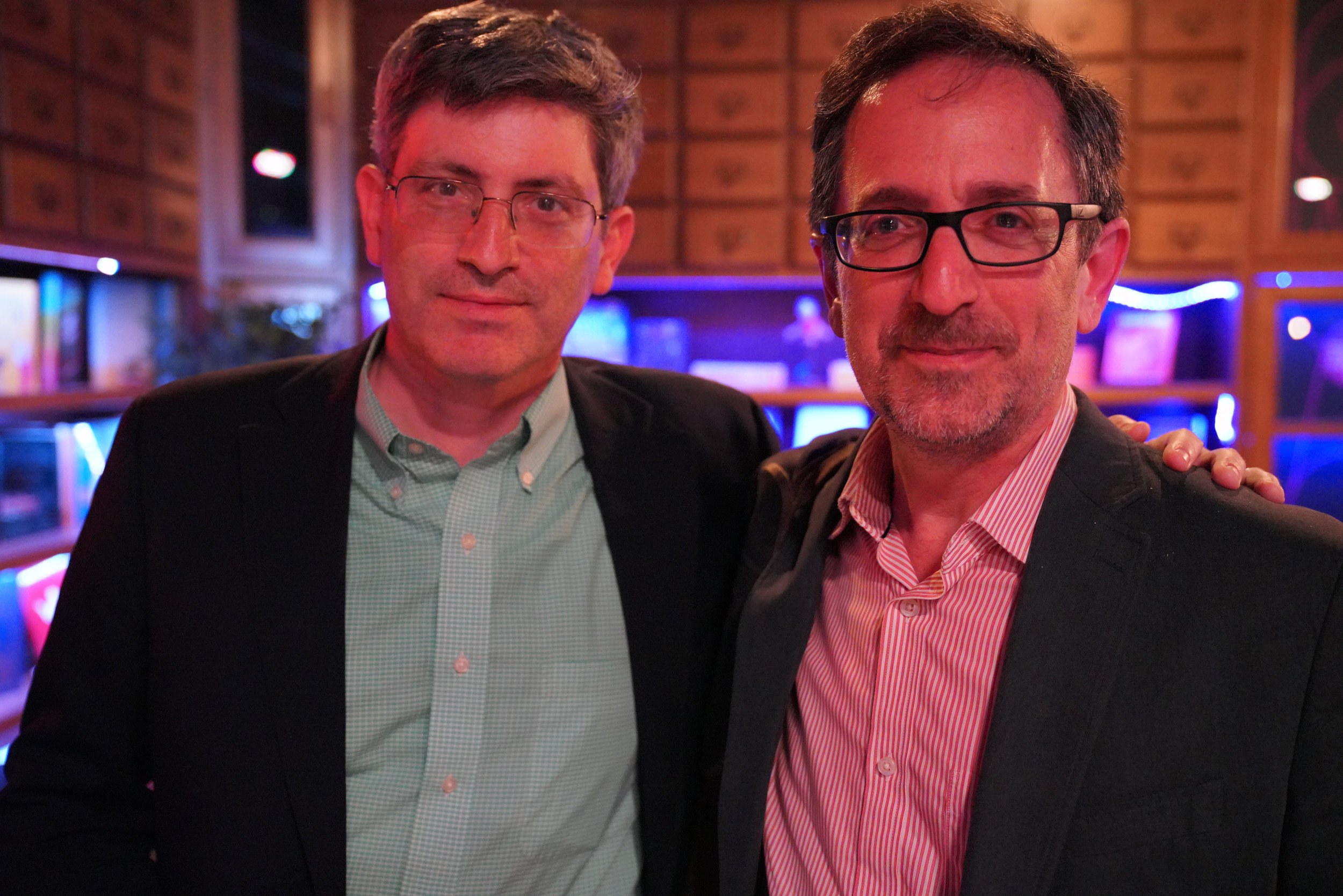  New York Times journalists Carl Zimmer and Andy Revkin. (Both are Story Collider alums — find their stories  here  and  here .) 