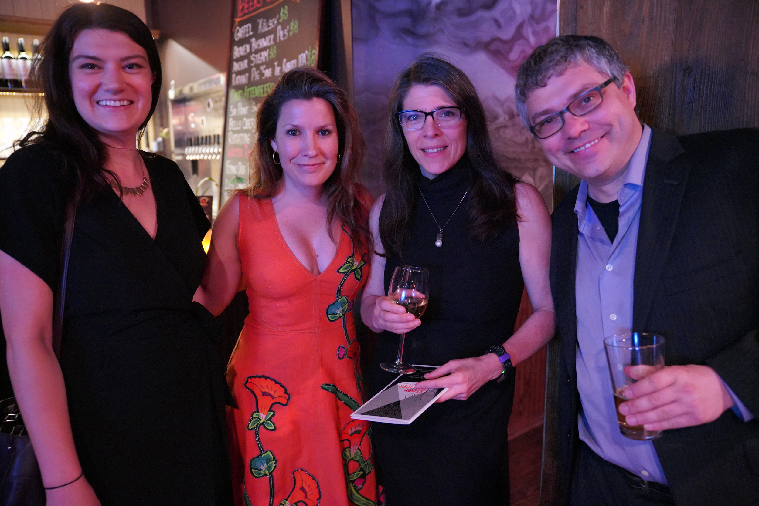  From left to right: Shannon Palus, journalist for Wirecutter/New York Times; Sarah Austin Jenness, executive producer of The Moth; Jenifer Hixson, senior director of The Moth; and Ben Lillie, chairman of The Story Collider’s board.  