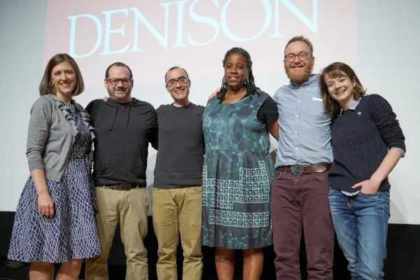 The cast of our Denison University show with Story Collider artistic director Erin Barker. Photo by Timothy E. Black.