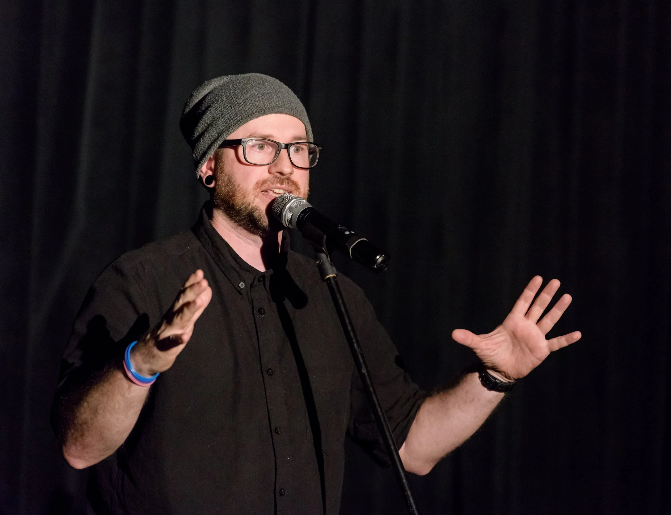 Kevin Burgio shares his story at Real Art Ways for our October 2018. show in partnership with the University of Connecticut. Photo by Nick Caito.
