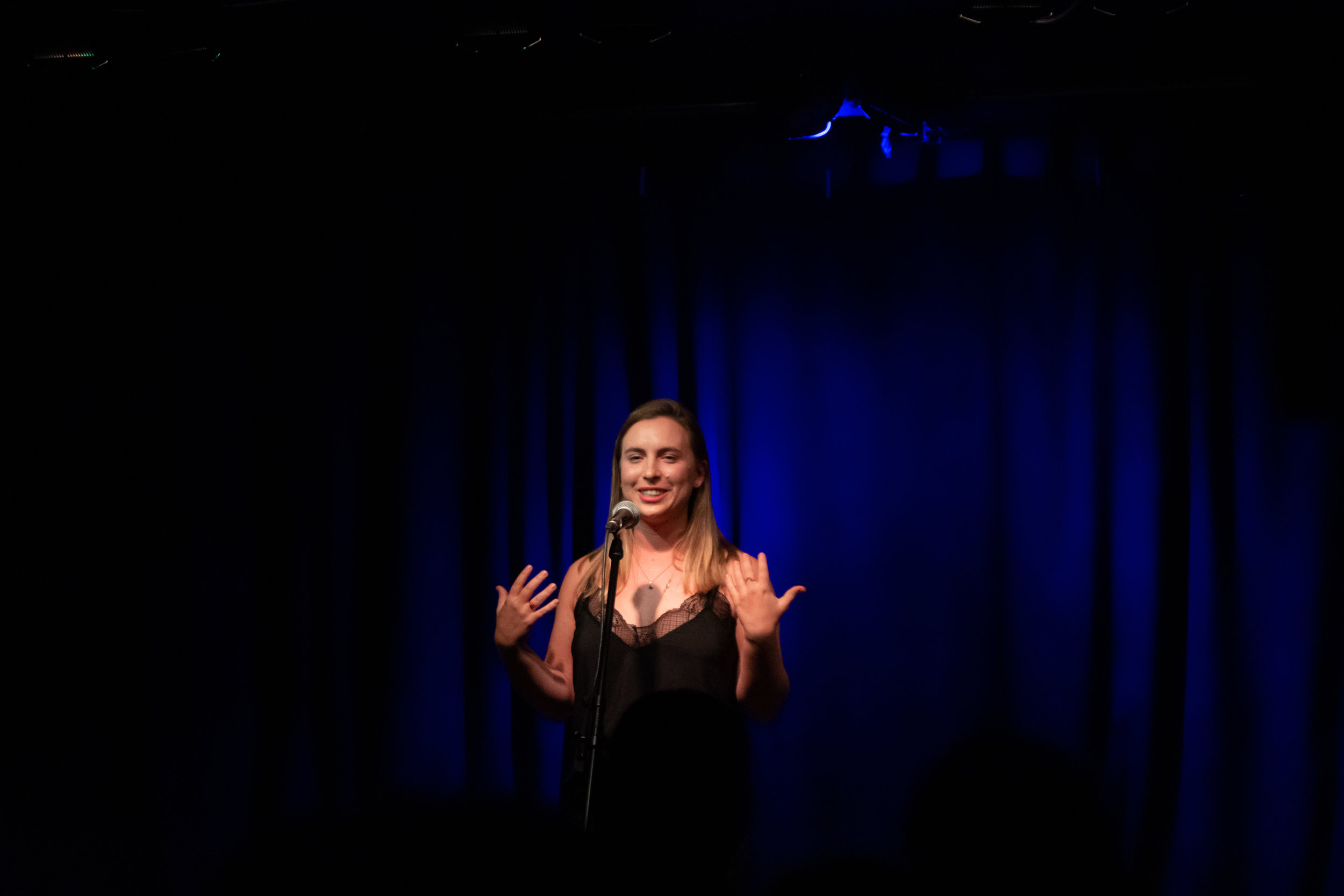 Misha Gajewski shares her story at the Burdock Music Hall in Toronto, ON in January 2019. Photo by Stacey McDonald.