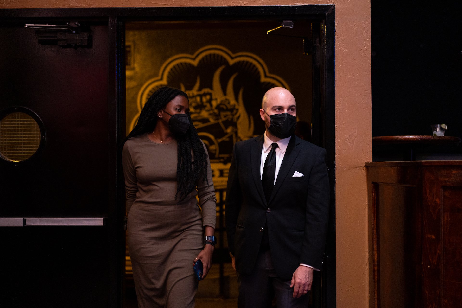 Story Collider producers Fola Olusanya and Zack Stovall volunteer on Proton Prom night 