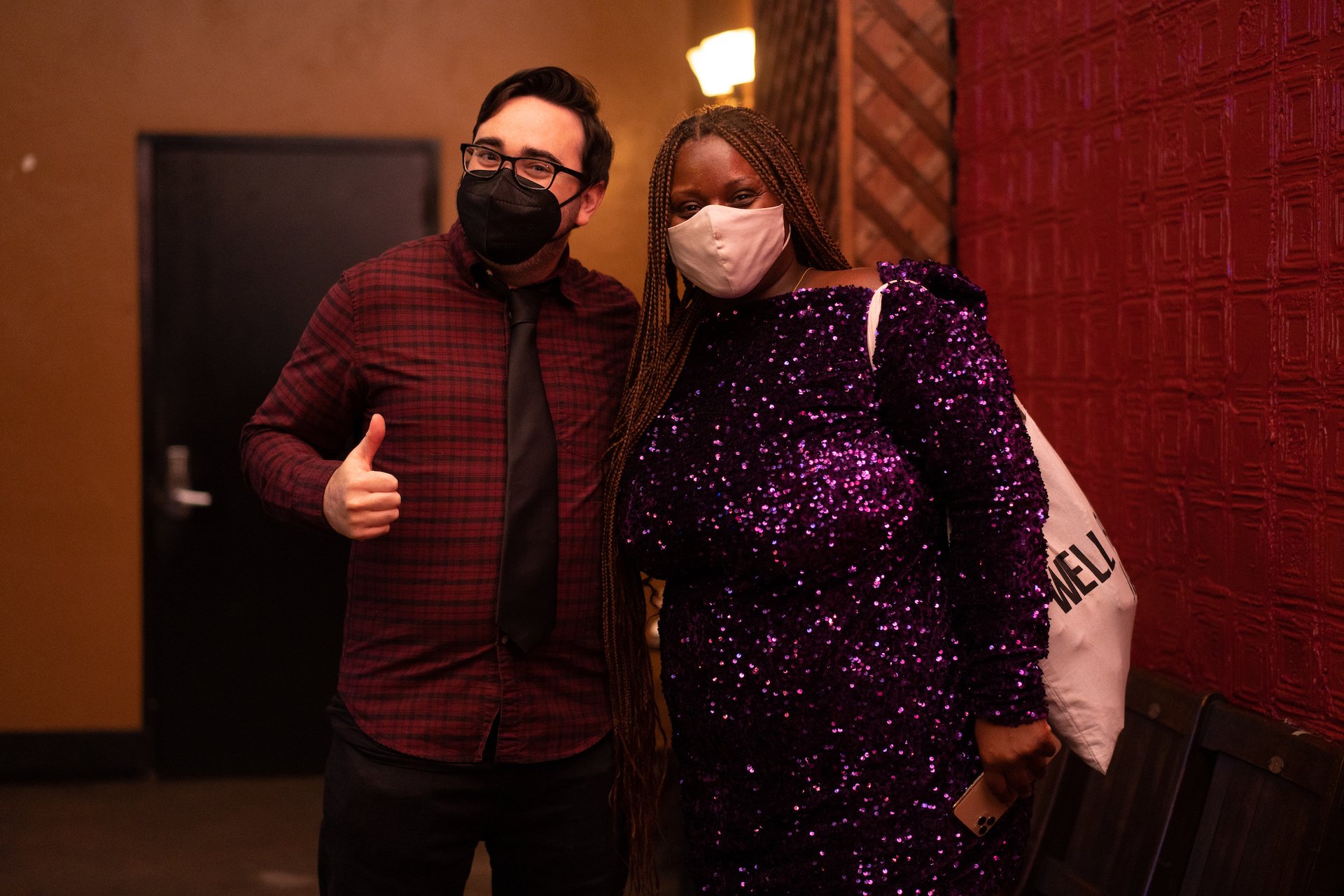  Story Collider supporter (and partner of Executive Director Erin Barker) Justin D’Ambrosio with Marketing Manager Nakeysha Roberts Washington. 