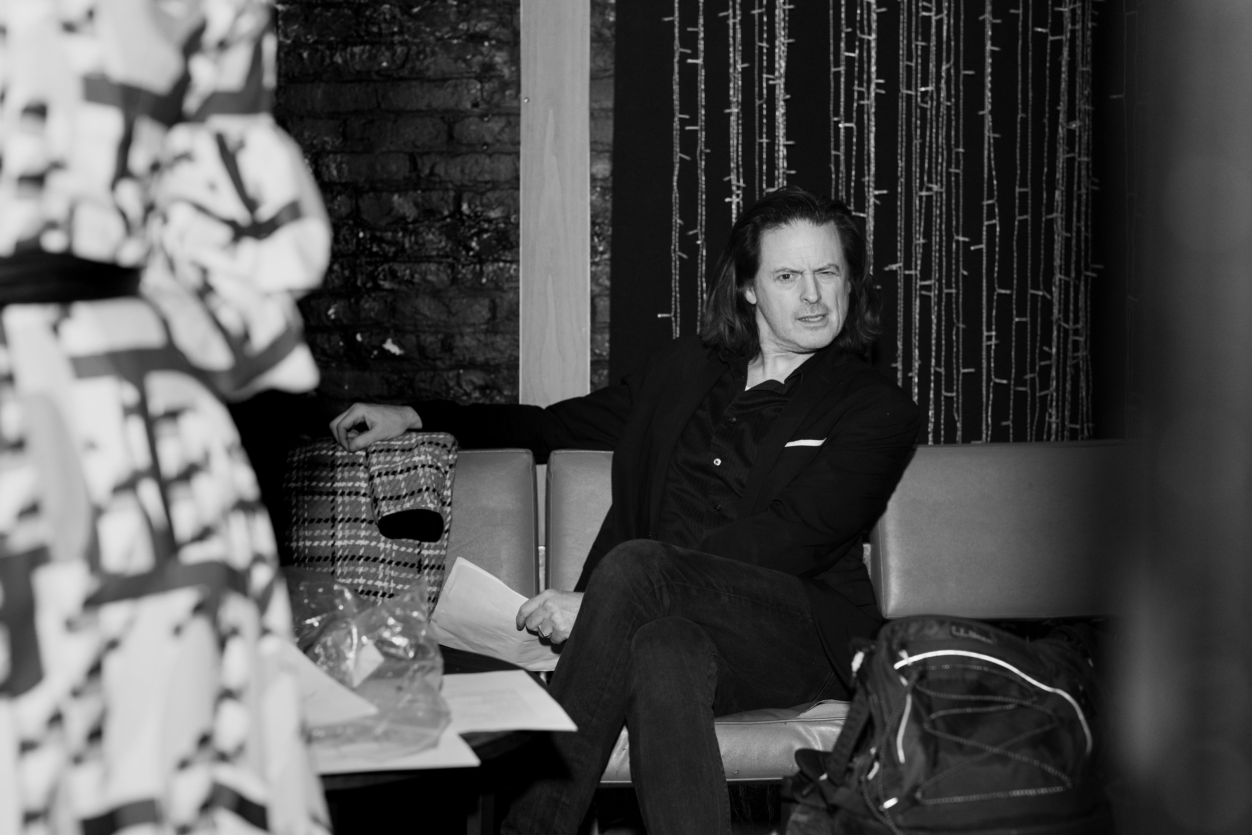  New York-based political commentator, comedian, TV and radio personality, performer, and writer John Fugelsang in the green room at the Bell House.  