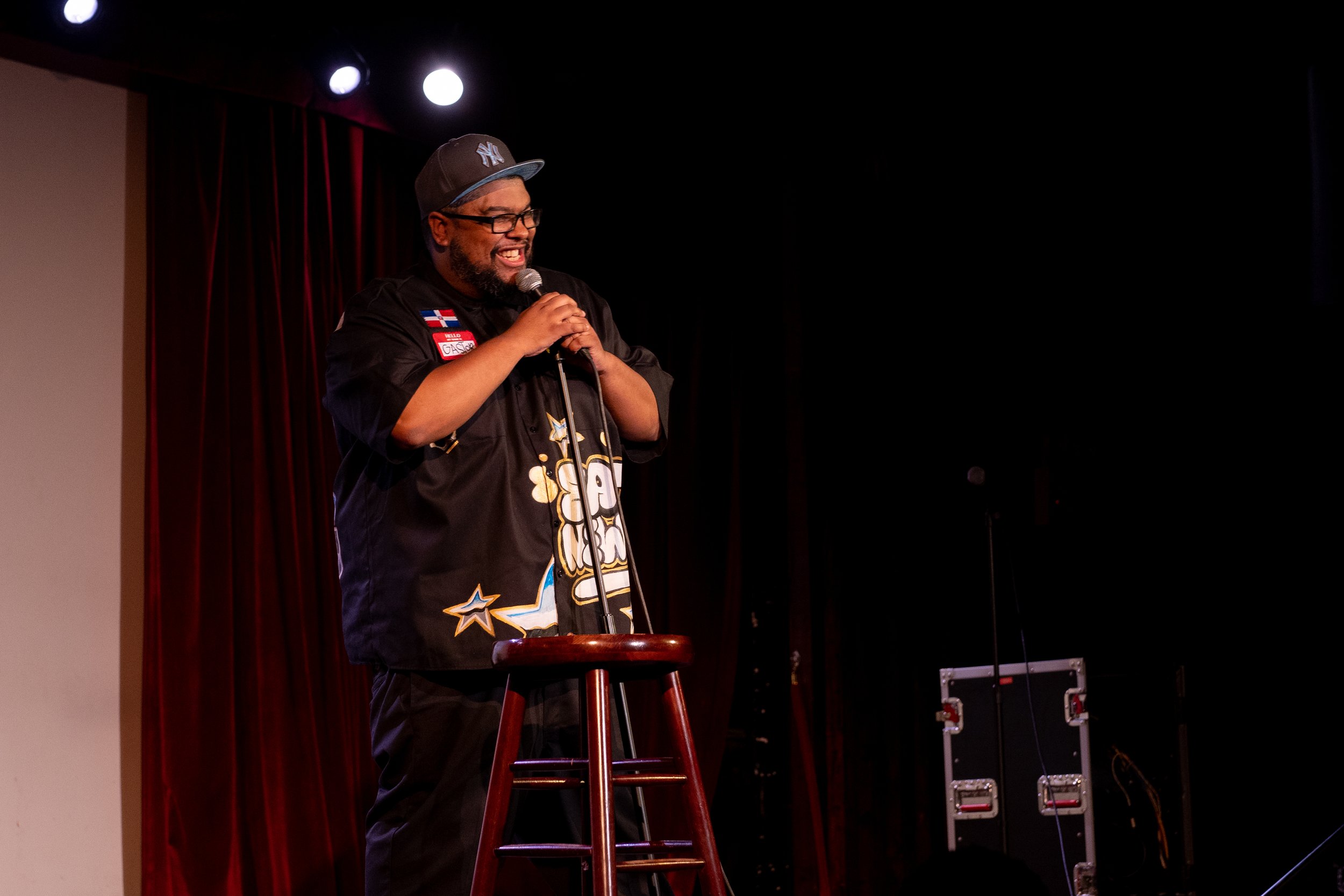  Comedian and host Gastor Almonte on stage at The Bell House. in Brooklyn, NY. 