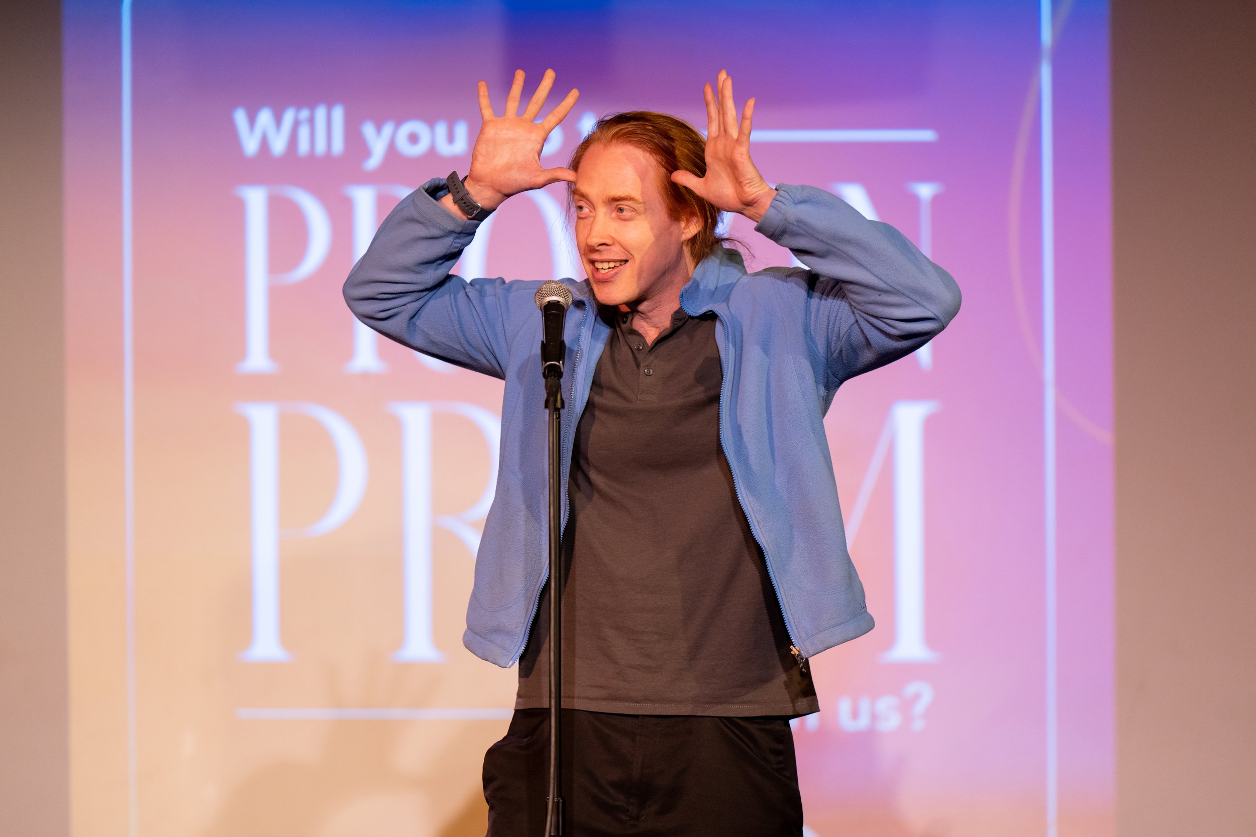  Zach Weinersmith shares his story on stage at The Bell House in Brooklyn, NY.  