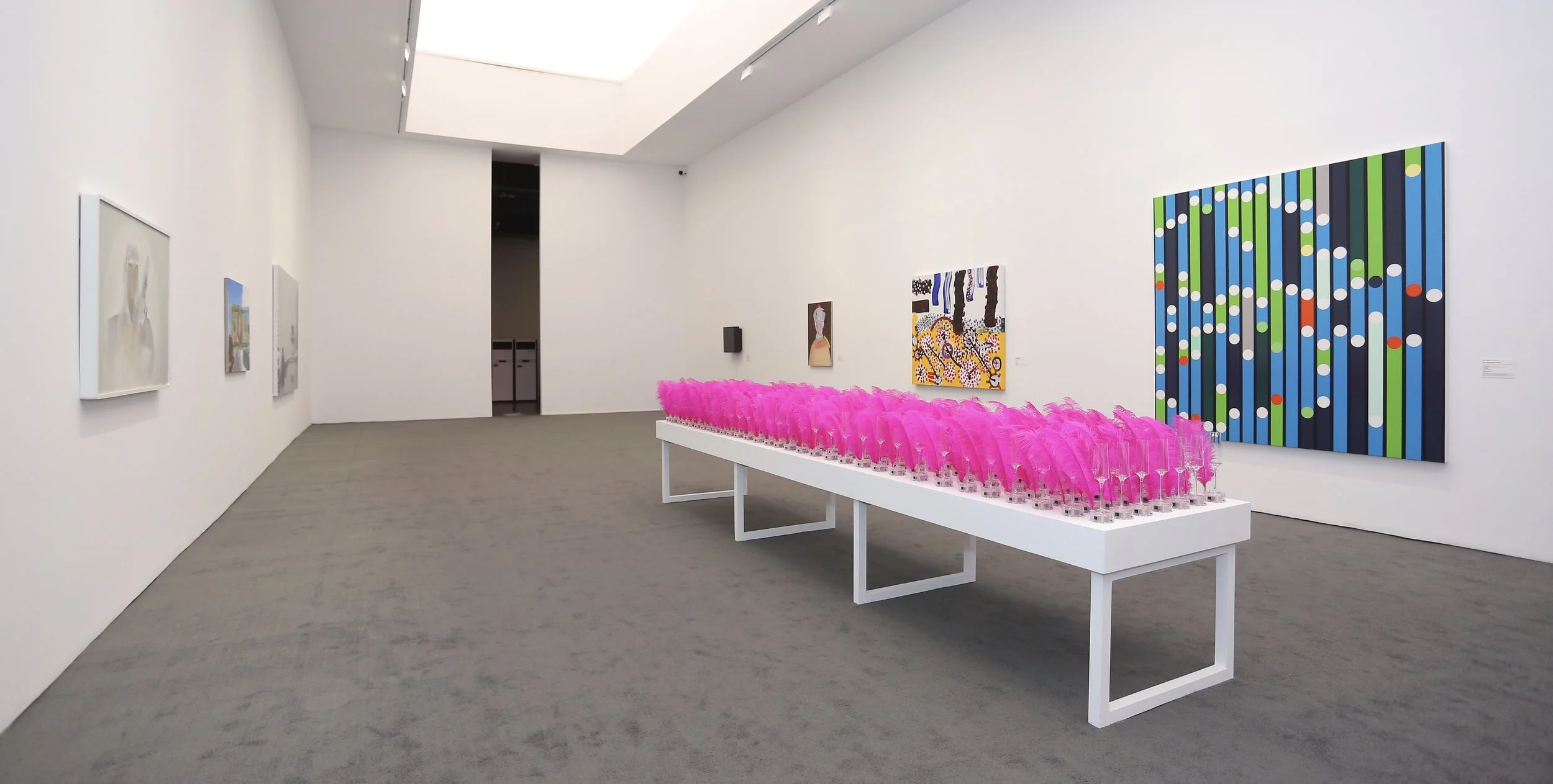 The hot pink Flirting Goblets in the reception hall. Please Click here to learn more about Flirting Goblets.