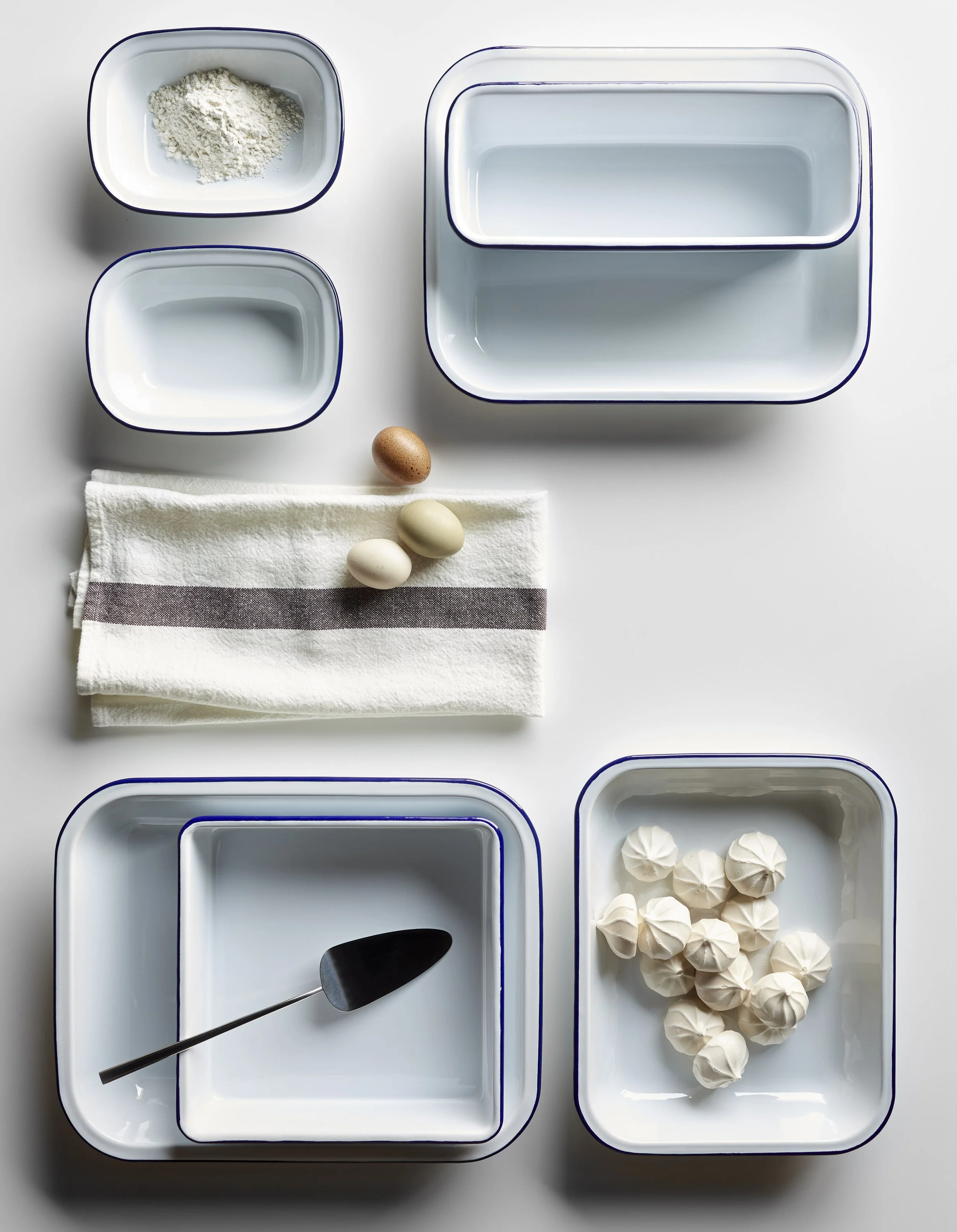 Pg 20_Falcon White Bake Set, Loaf Tin, Square Bake Tray, Maroon Stripe Teatowel, Rondo Pastry Server_alternate 2 copy.jpg