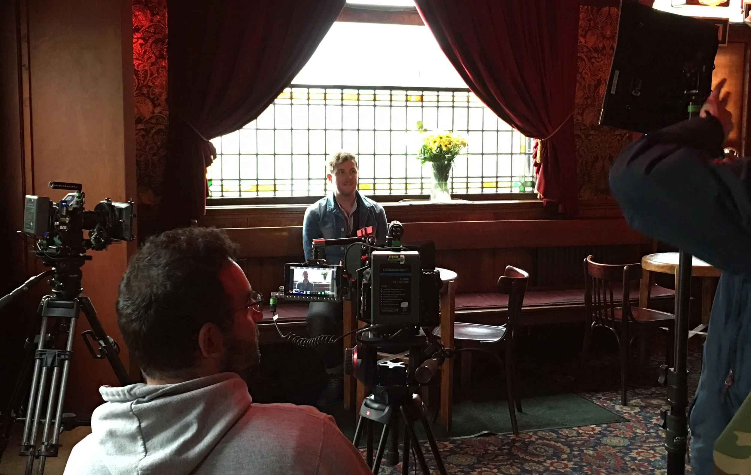 Over the last few days there has been a production company filming a little video about Ian that will come out next March. All will be revealed in good time. However here you may recognise the window from one of Ian's latest pieces.