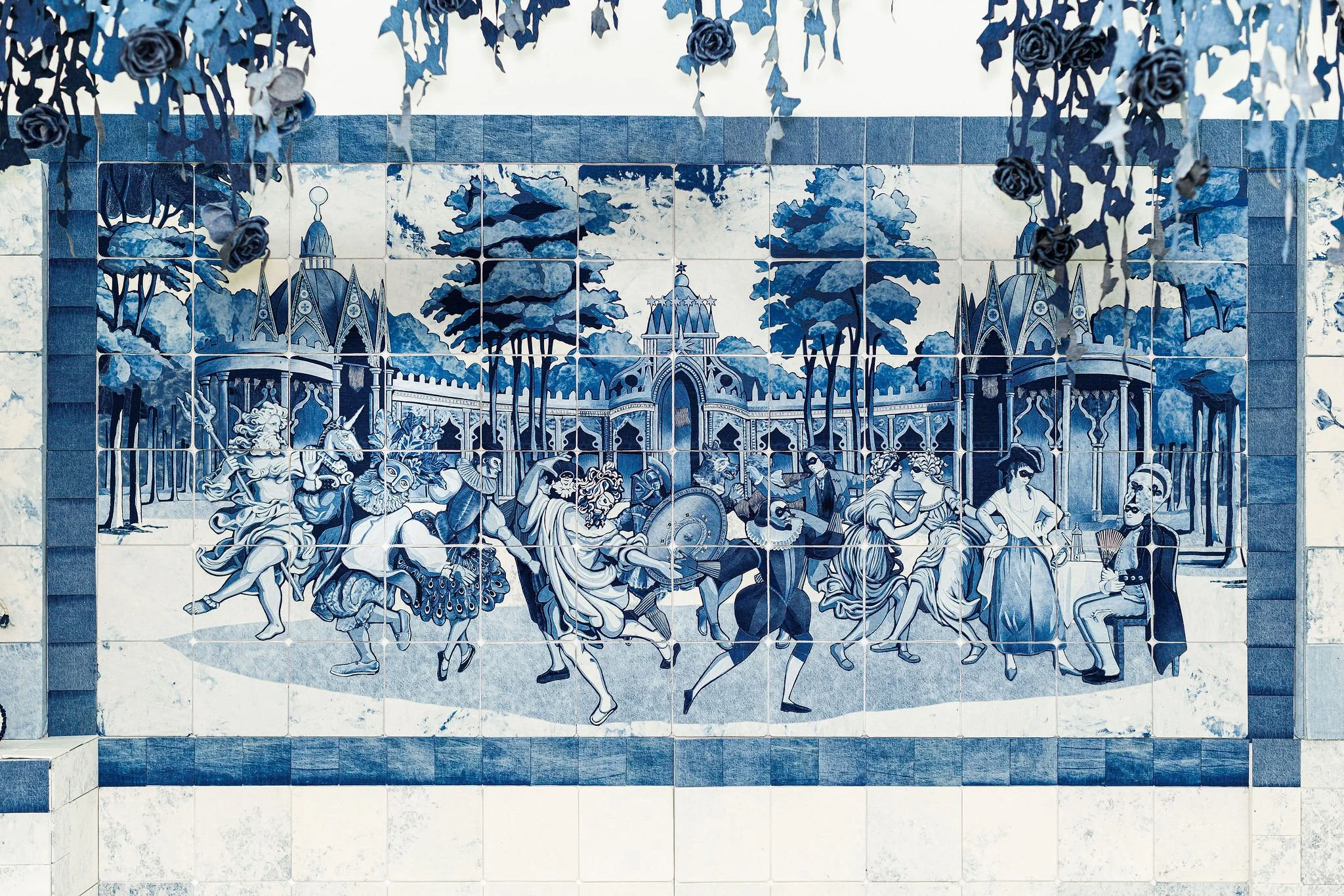  The Secret Garden in Textile Art Redefined at the Saatchi Gallery, London 2026. Ian Berry’s Denim Secret Garden installation   photo by Debbie Bragg  