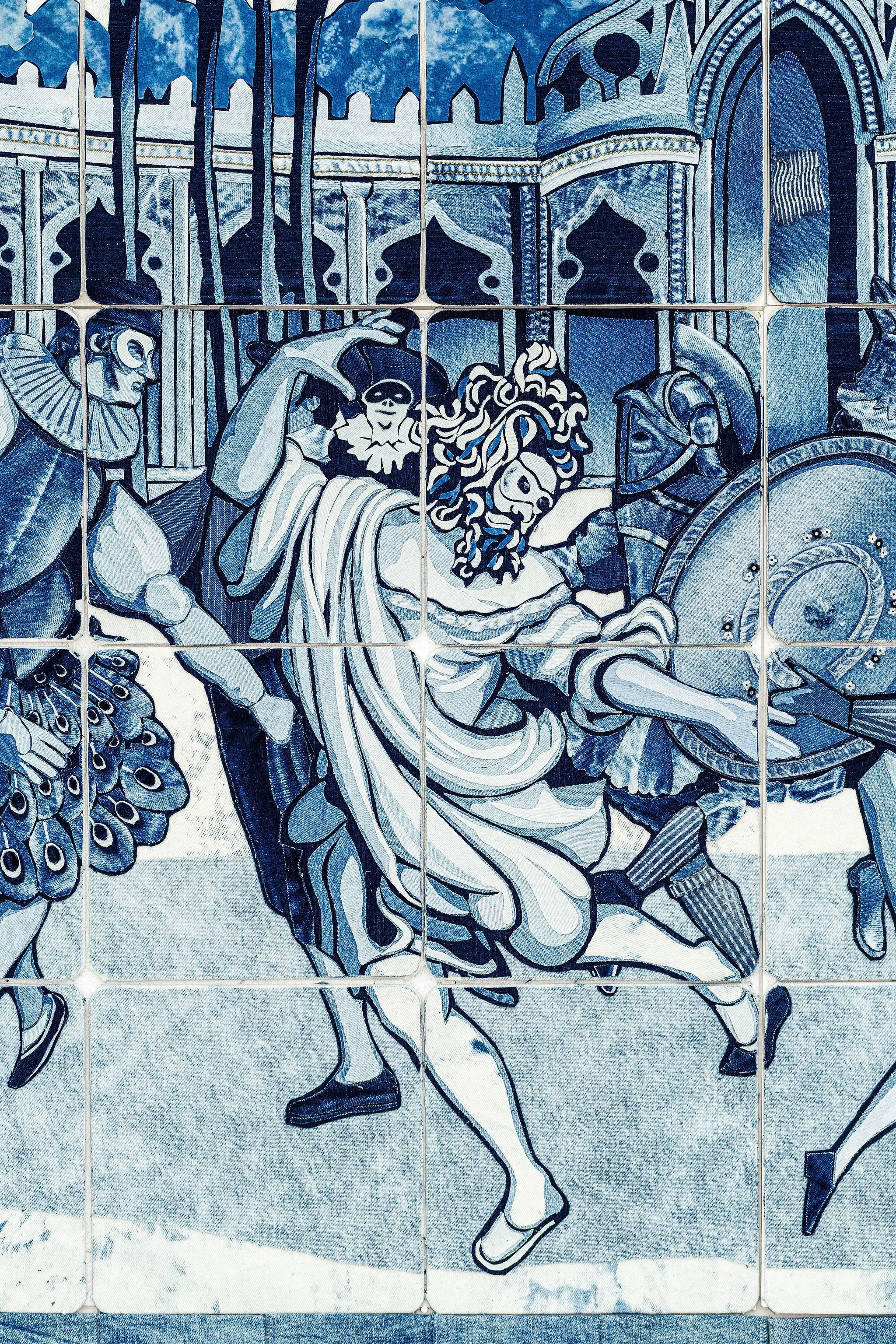  The Secret Garden in Textile Art Redefined at the Saatchi Gallery, London 2026. Ian Berry’s Denim Secret Garden installation   photo by Debbie Bragg  