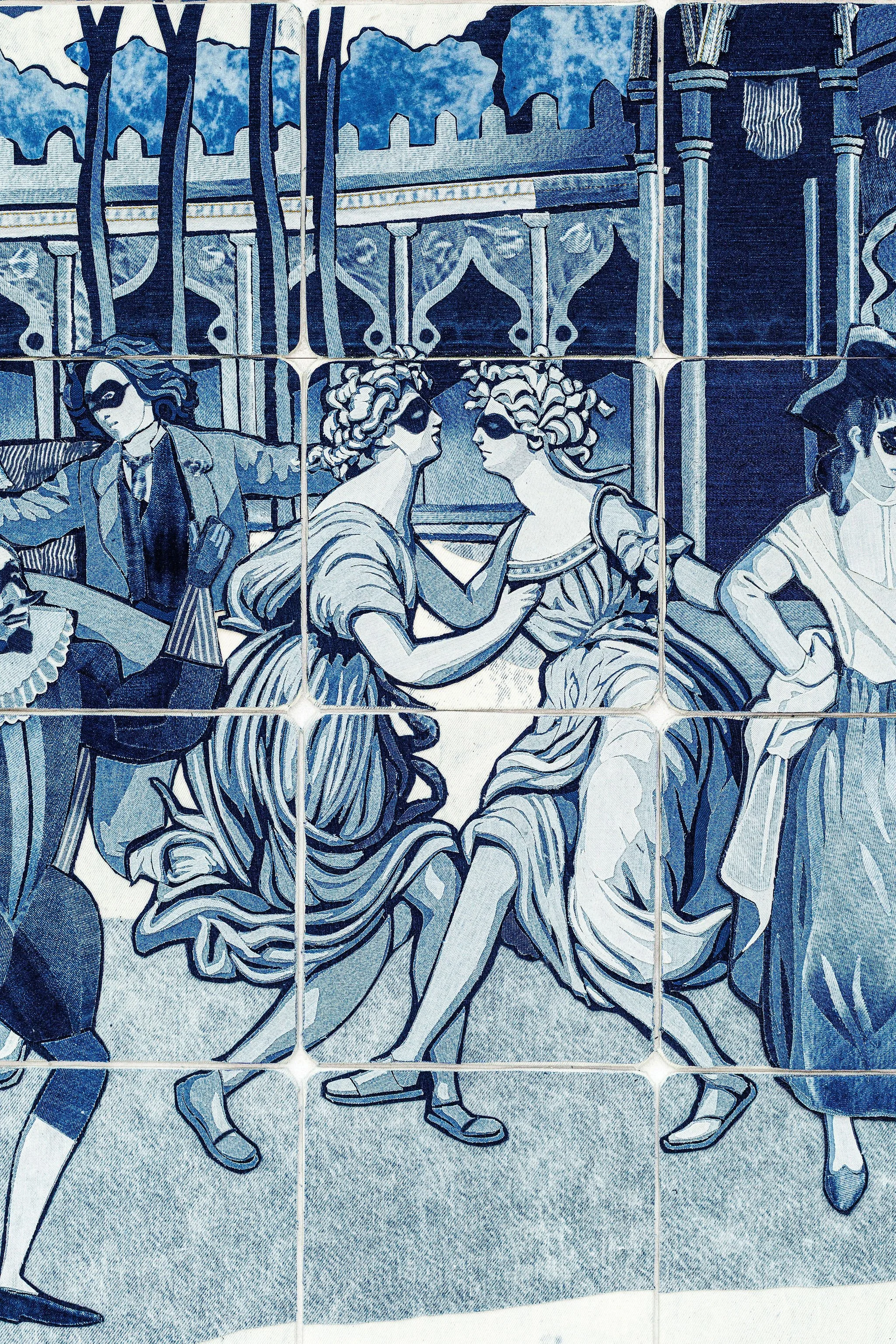  The Secret Garden in Textile Art Redefined at the Saatchi Gallery, London 2026. Ian Berry’s Denim Secret Garden installation   photo by Debbie Bragg  