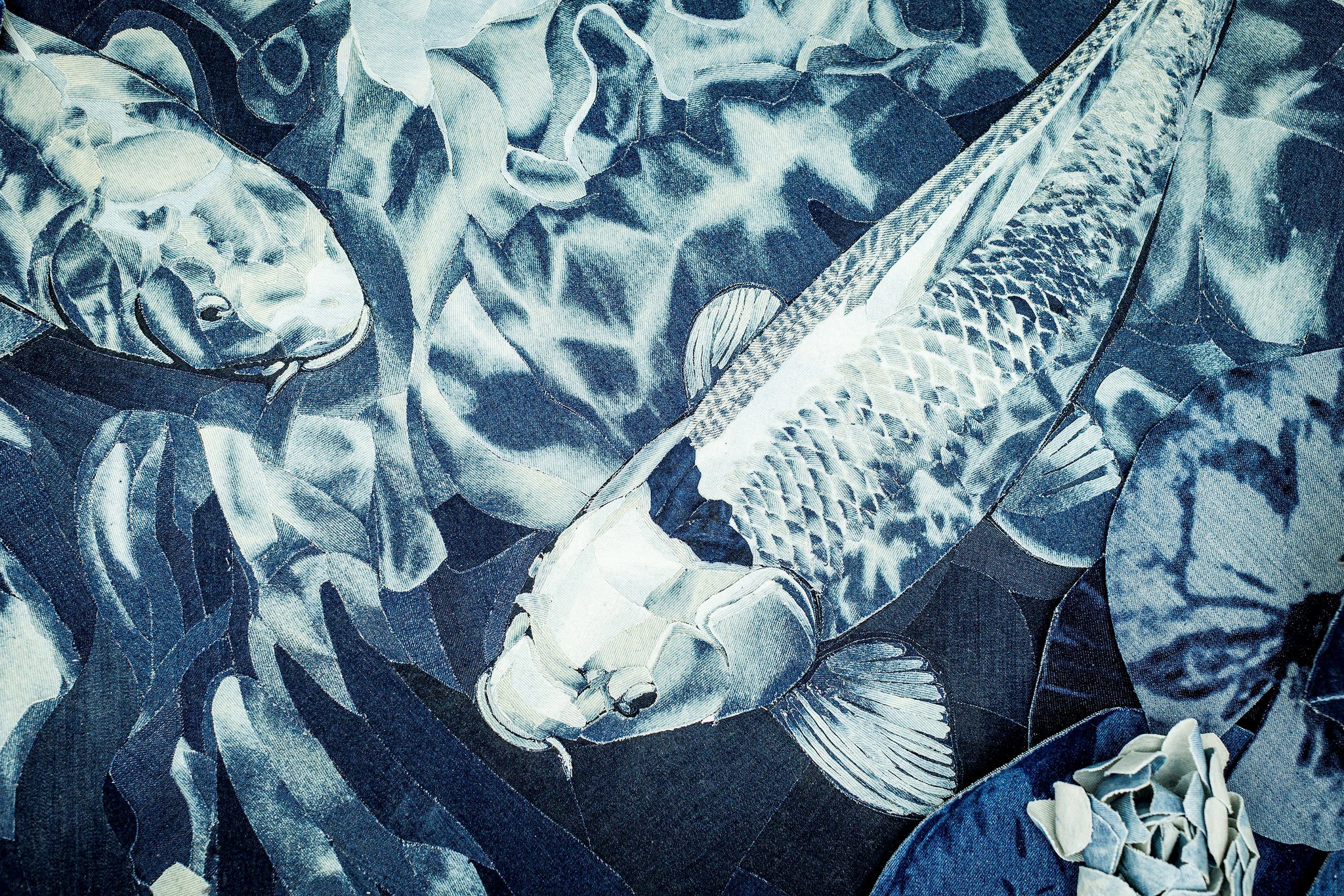  The Secret Garden in Textile Art Redefined at the Saatchi Gallery, London 2026. Ian Berry’s Denim Secret Garden installation   photo by Debbie Bragg  