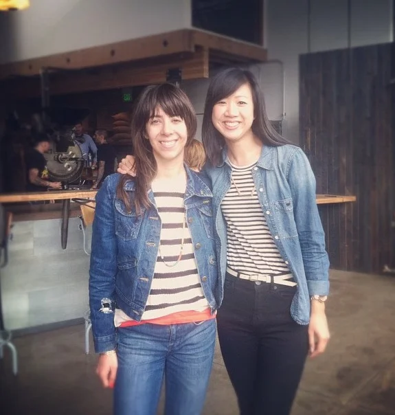 Got a Girl Crush On: My West-Coast Taste Twin
I (Meg) was in San Fran for a whopping 24 hours before roadtrippin’ down Highway 1 to LA for the week, but snagged some quick girl-time with Andrea at Sightglass coffee in SoMa for a mini girl-crush reunion!
Of course we showed up basically wearing the same outfit–but that’s why this blog gels well from opposite ends of the country. Great sartorial minds think alike ;)