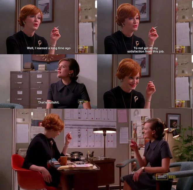 Got a girl crush on: This scene with Joan and Peggy from the Season Finale of Mad Men.
P.S.: There’s a great conversation going on in the comments section of Kate Miss’s post on the finale .
(Photo via Miss Moss )