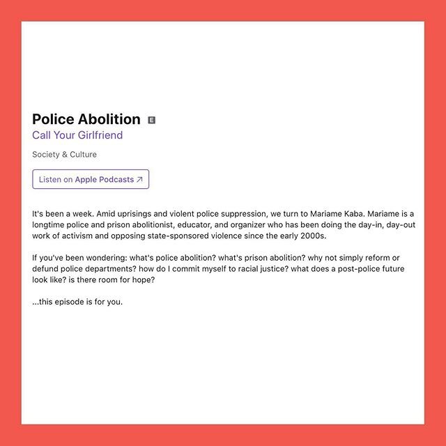 What does post-policing, post-prisons system look like? If you&rsquo;re new to the idea of police defunding and abolition &mdash; this week&rsquo;s @callyrgf sits down with Marianne Kaba to help unpack what that looks likes like, as well as her journ