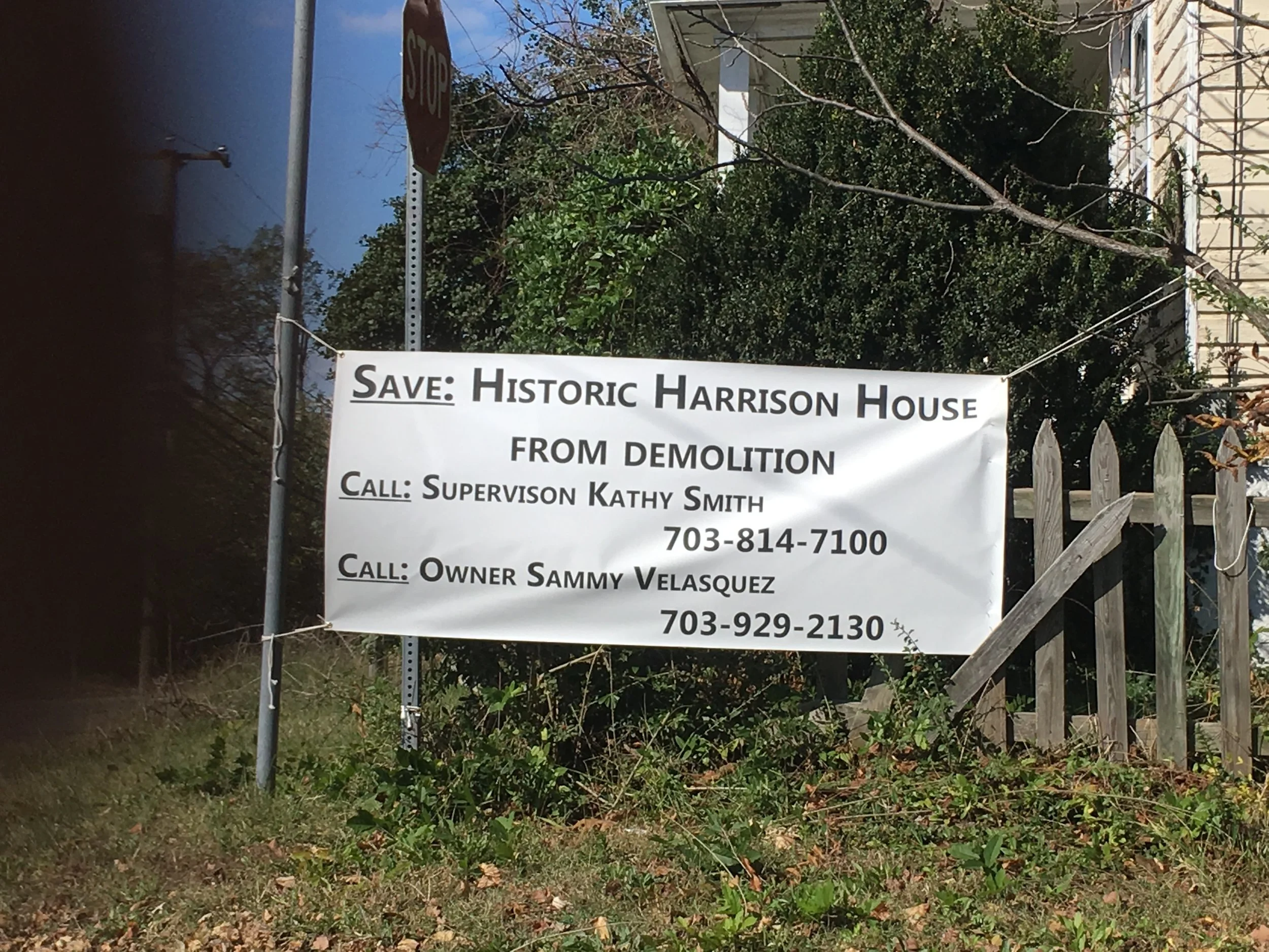 Outside the Harrison House, October 2017.