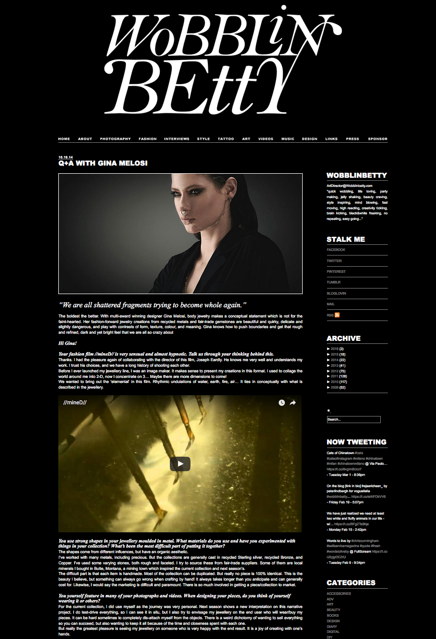 Q+A in WoBBLiN BEttY / OCTOBER 2014