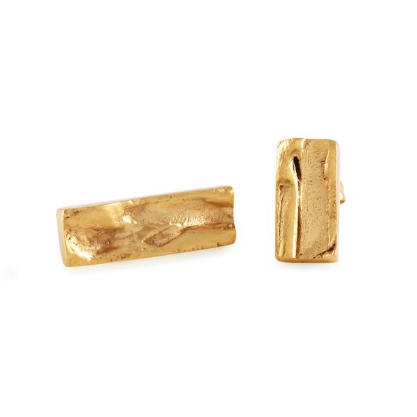 Asymmetric Studs earrings in yellow gold vermeil of recycled silver from GINA MELOSI's //CRACKED// collection