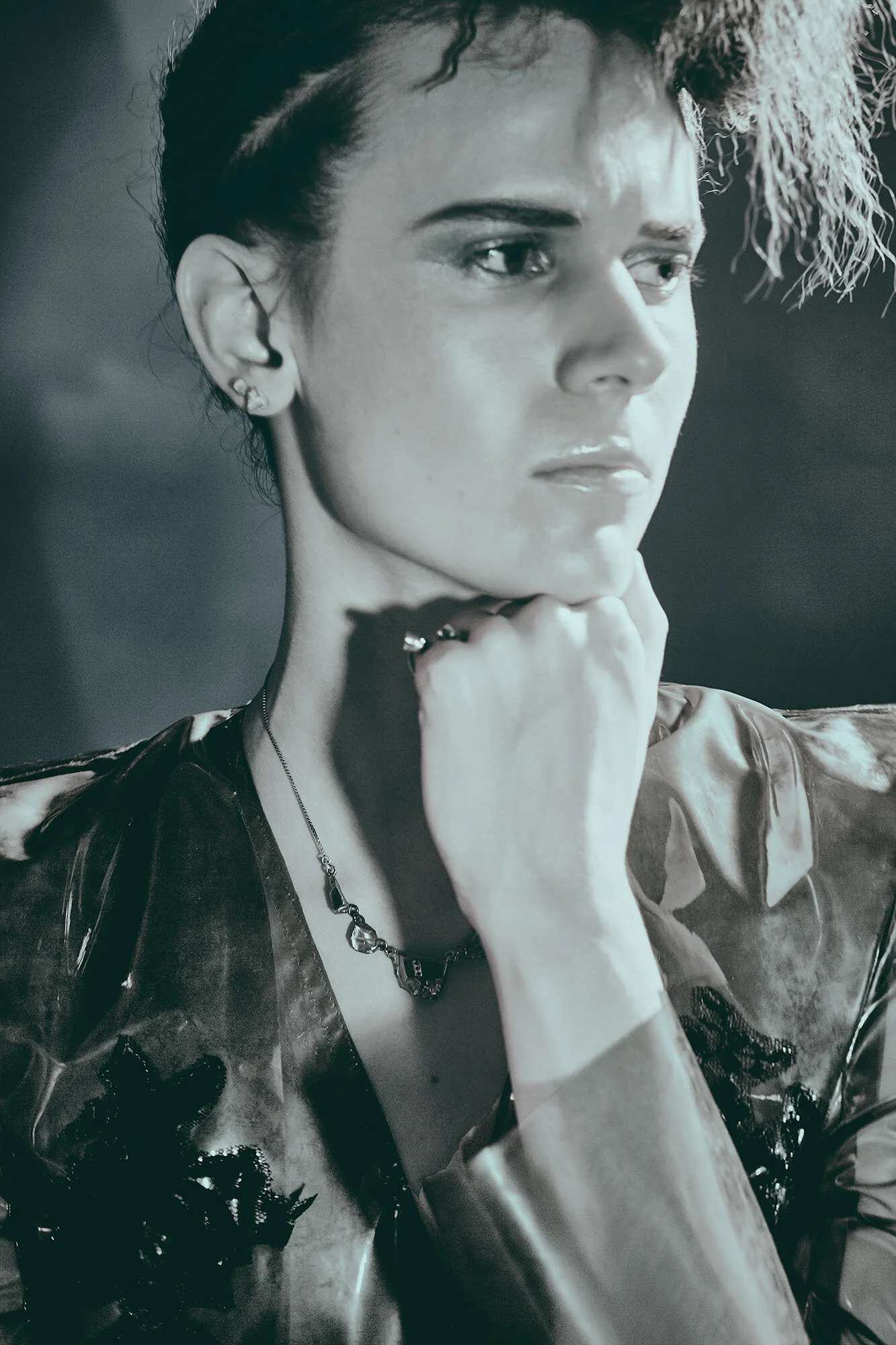 Jamily Meurer wearing Mini Unmatching Stud earrings in recycled Sterling silver from GINA MELOSI's //SHATTEREDfragments// collection