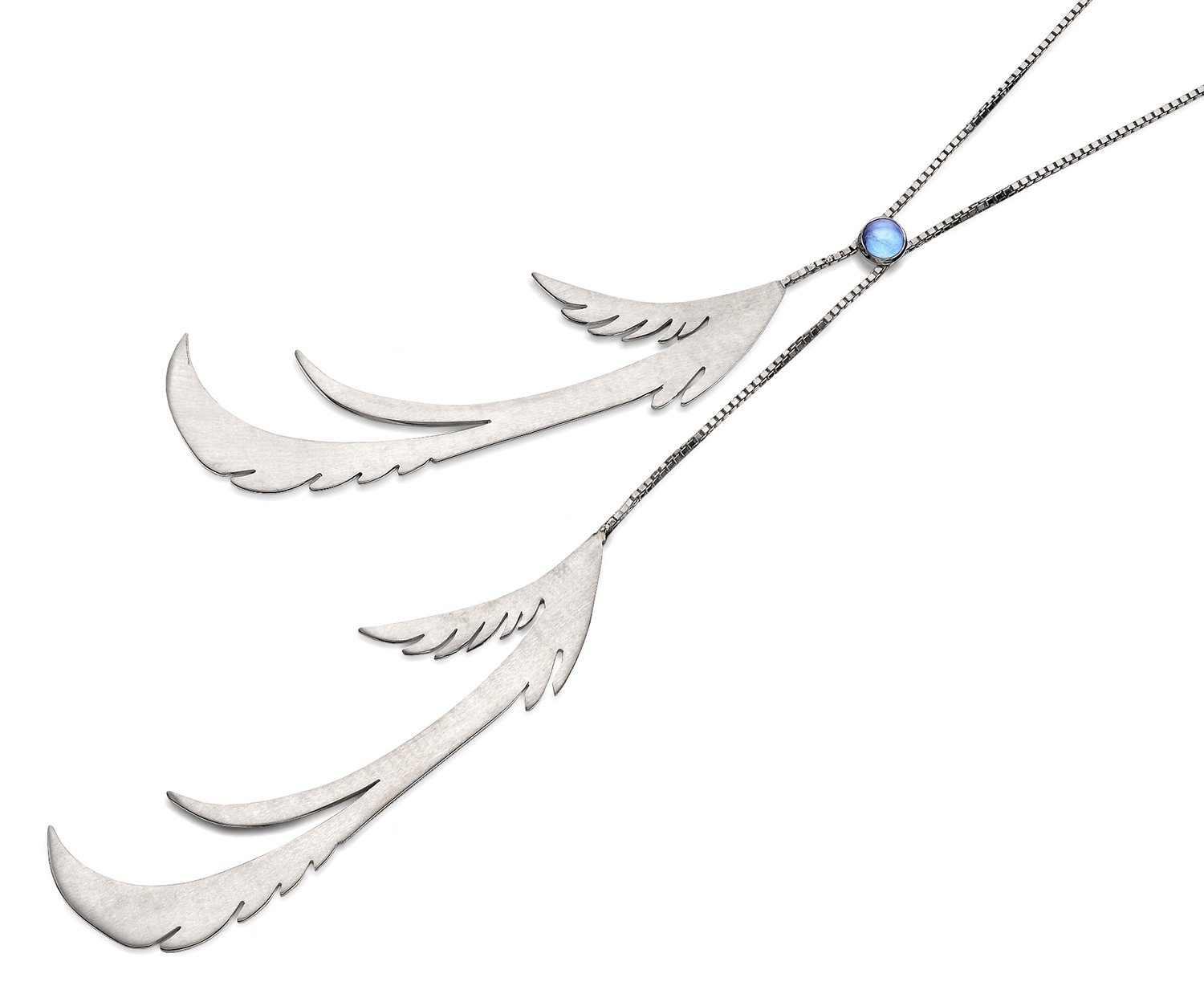 APOCALYPSIS Feather Necklet in 925 silver with cabochon London Blue Topaz from GINA MELOSI
