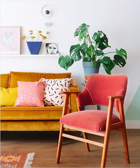 Coral Accent Chair, Image via @enter_my_attic instagram