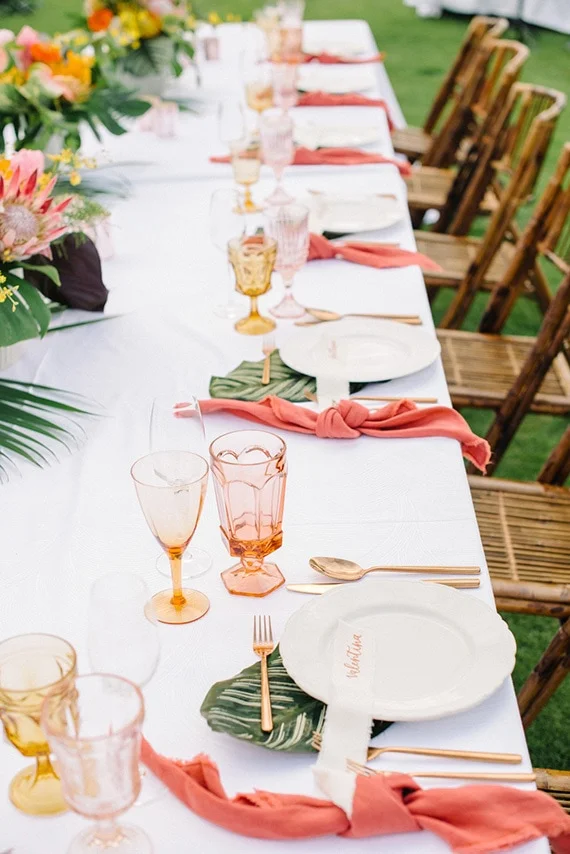 Coral Place Setting Inspiration via The Wedding Playbook
