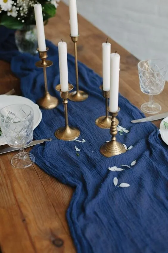 Blue table runner, photo via Etsy