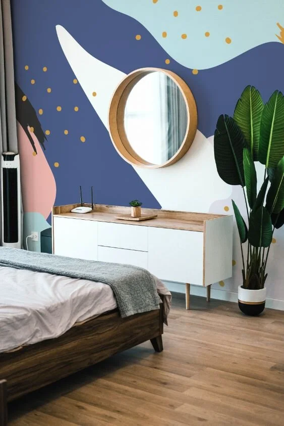 Colorful abstract wall mural, via Eazy Wallz