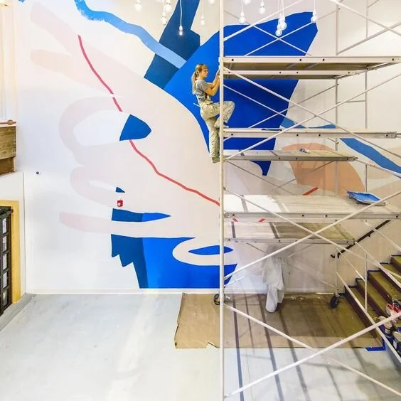 Abstract wall mural by Heather Day
