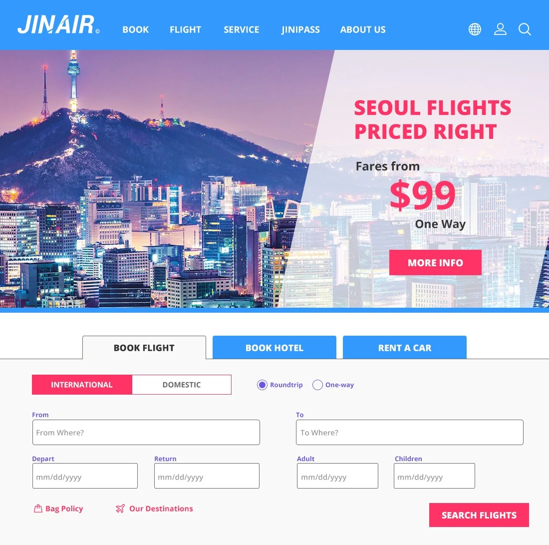 New JIN AIR homepage