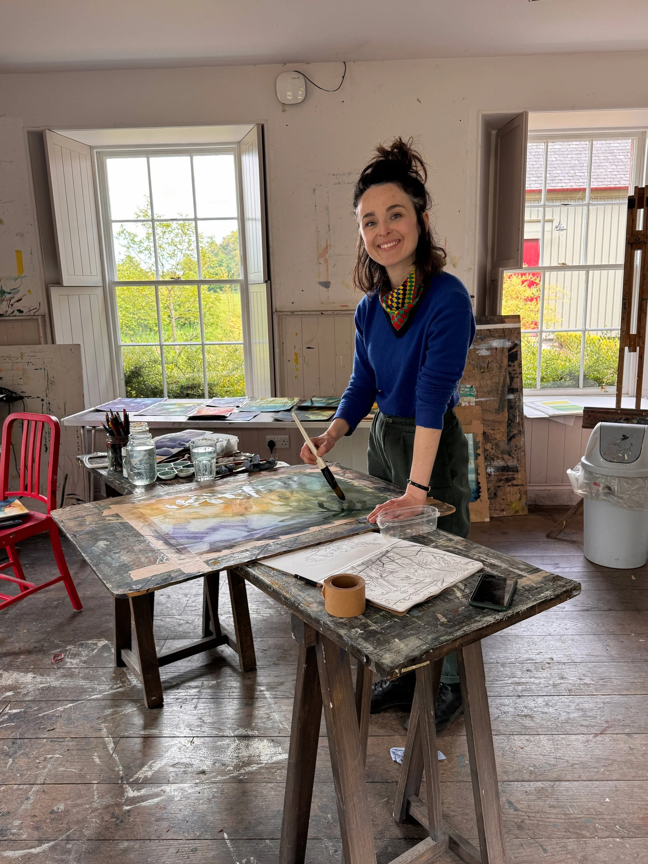 I want to say a huge thank you to @royaldrawingschool, @dumfrieshouse, and @boswellbookfestival for this residency opportunity. For the last two weeks, I&rsquo;ve been here working in this lovely big studio, surrounded by the beautiful grounds of Dum