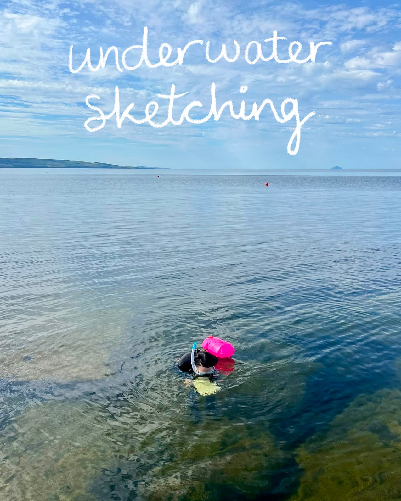 Sketching underwater, who knew? @christinamriley did! Yesterday we went for a sunny snorkel together at Ballast Bank and after I got my bearings I attempted a bit of drawing under the surface. I used watercolour paper and a graphite stick - it worked