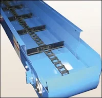 Model 162A Conveyor This proven-reliable chain-and-flite con veyor keeps your operation on schedule. The 162-A is custom built to fit each installation. The basic unit is a 10-foot (3-m) conveyor consisting of a 5-foot (1.5-m) front section and a 5-foot (1.5-m) rear idler section. Add 2-1/2-,5- or 10-foot (.8-, 1.5- or 3-m) bolt-together sections as needed. Center sections can be field cut. Coupler brackets are available to weld to cut end. Low maintenance requirements provide reliable performance and long service life. Bearings are long-life, prelubricated for dependable duty. Cover sections are available to bolt on trough to keep out rain and other contaminants.