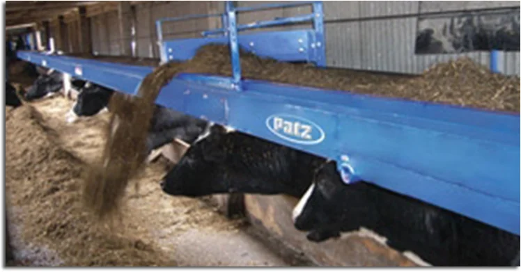 Model 8912 & 8916 Belt Feeder While providing high capacity for fast feeding, these economically priced belt feeders give you exceptional performance and layout versatility with many valuable features. Adding options as needed provides a custom-built feeder for your exact needs, saving you money. Feeders mount down the center or on the side of feed bunks, or can be ceiling mounted in barns. Adjustable stands both support the couple feeder sections for convenient installation. Height adjusts easily.